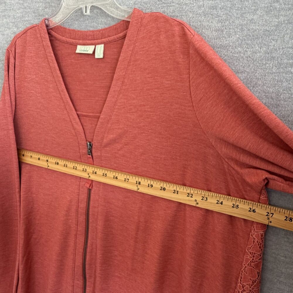 LOGO Lori Goldstein Layering Top 2X Lagenlook Full Zip Lace Long Cardigan Duster - Picture 7 of 12
